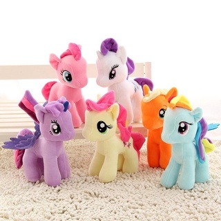 ใหม่ ตุ๊กตาม้ายูนิคอร์น My Little Pony ผ้ากํามะหยี่ขนนิ่ม ขนาด 25 ซม. สีรุ้ง สําหรับเด็กผู้หญิง