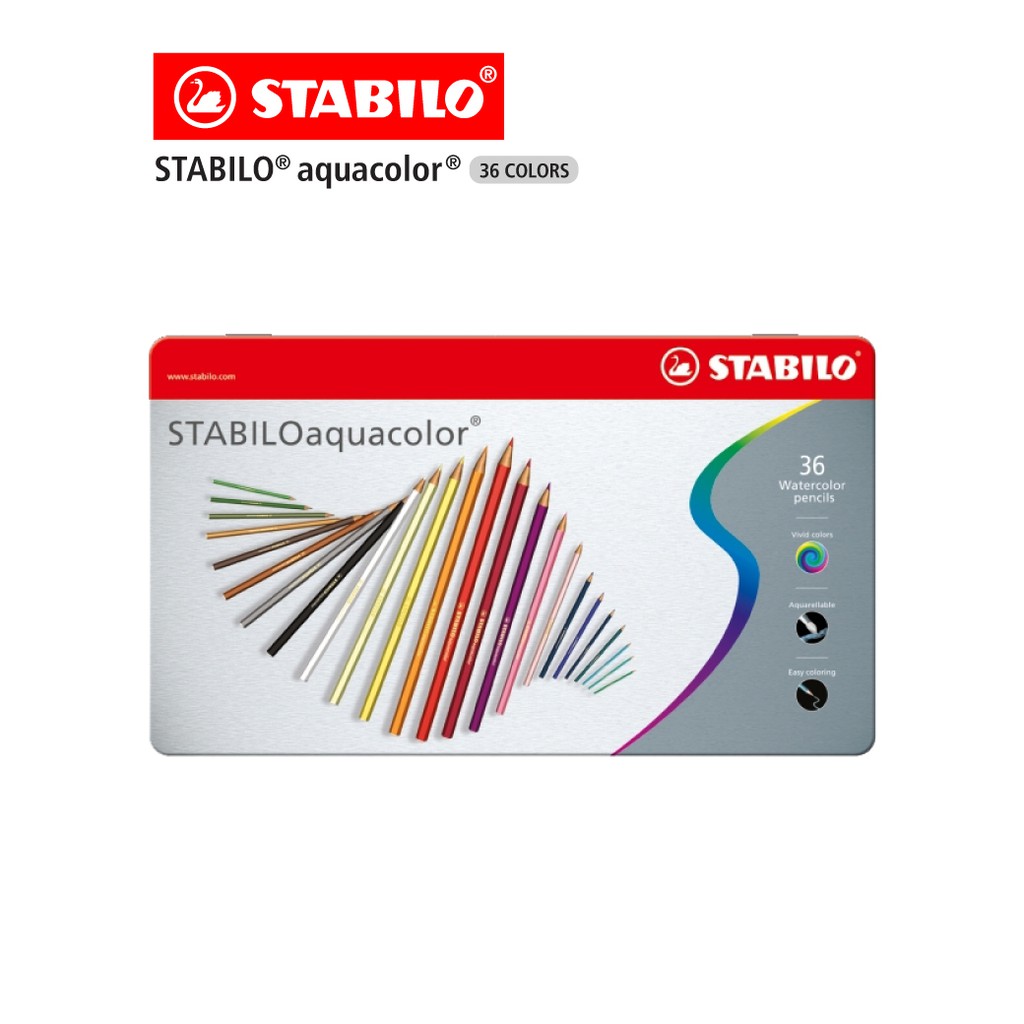 STABILO Aquacolor สีไม้ กล่องเหล็ก ชุด 36 สี | Shopee Thailand