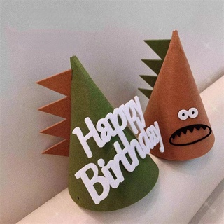 1 ชิ้น INS เบบี้ชาวเวอร์ สีน้ําตาล หมวกวันเกิด เด็ก ไดโนเสาร์ วันเกิด ปาร์ตี้ ไดโนเสาร์ สีเขียว หมวกปาร์ตี้ ตลก วันเกิด หมวกกันน็อก