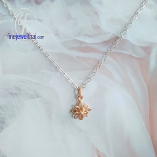 Finejewelthai จี้เงินแท้-จี้ดอกไม้-จี้ดอกบัว-เงินแท้-Silver-lotus-flower-Pendant - P107500e-pg