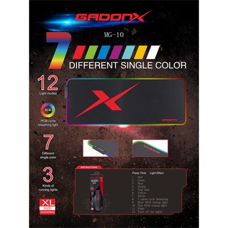 GADONX MG-10 RGB GAMING MOUSEPAD แผ่นรองเมาส์มีไฟ RGB ปรับสีไฟได้ 12 โหมด