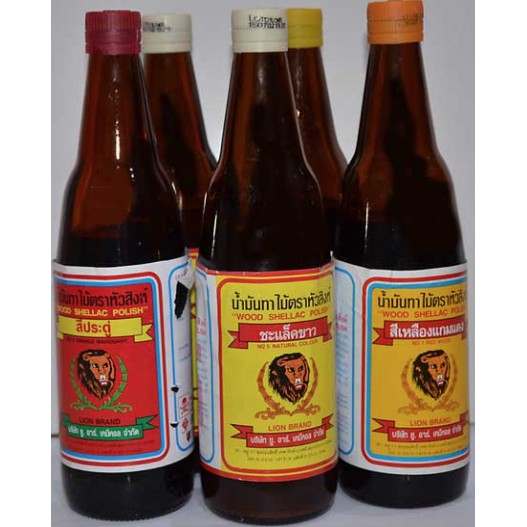 แชล็คทาไม้ น้ำมันทาไม้ ตราหัวสิงห์ บรรจุขวด 0.48 ลิตร (Lion Wood ...