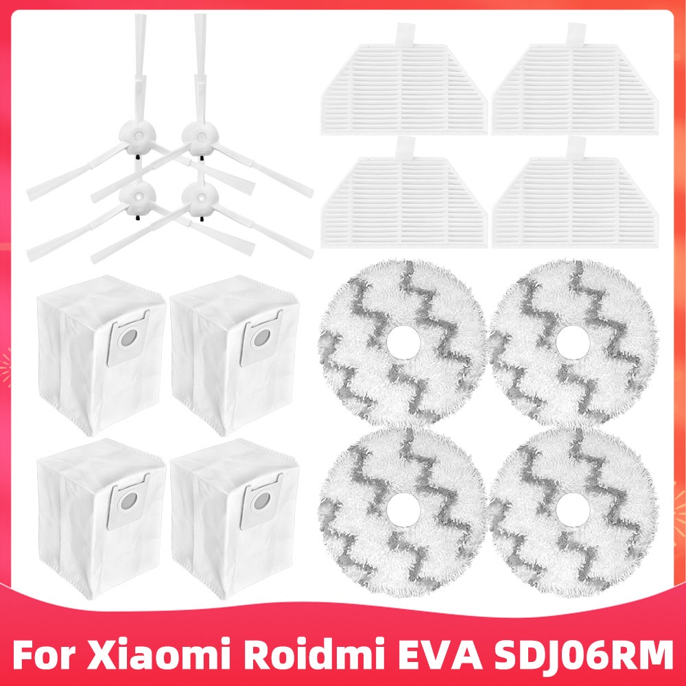 ราคาและรีวิวRoidmi EVA Self-Cleaning Emptying Robot Vacuum SDJ06RM Replacement Spare Parts Hepa Filter Side Brush Mop Cloths Rag