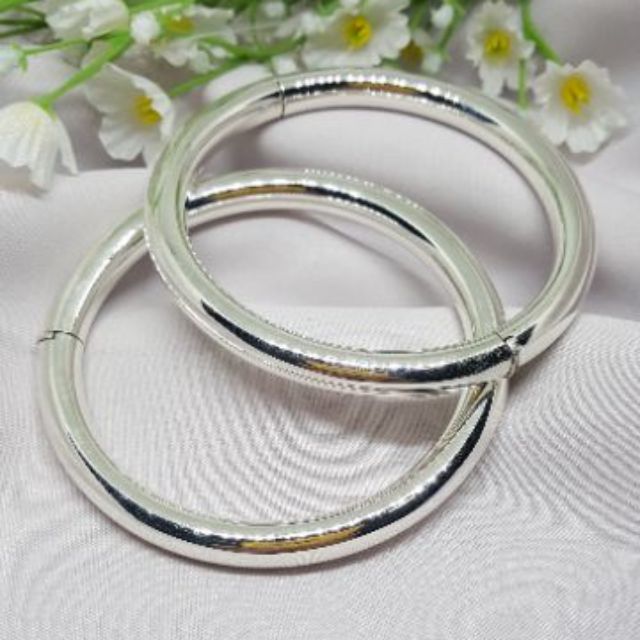 กำไลเงินแท้925-sterling-silver-925-แบบกลมเกลี้ยง-น้ำหนักเบา-มีหน้ากว้าง-7-มิล-และ-9-มิล