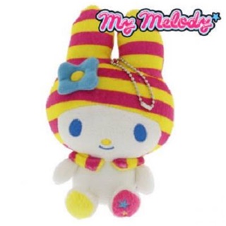แท้ 100% จากญี่ปุ่น พวงกุญแจ ซานริโอ้ มายเมโลดี้ Sanrio My Melody Neon Color Plush Doll Ball Chain