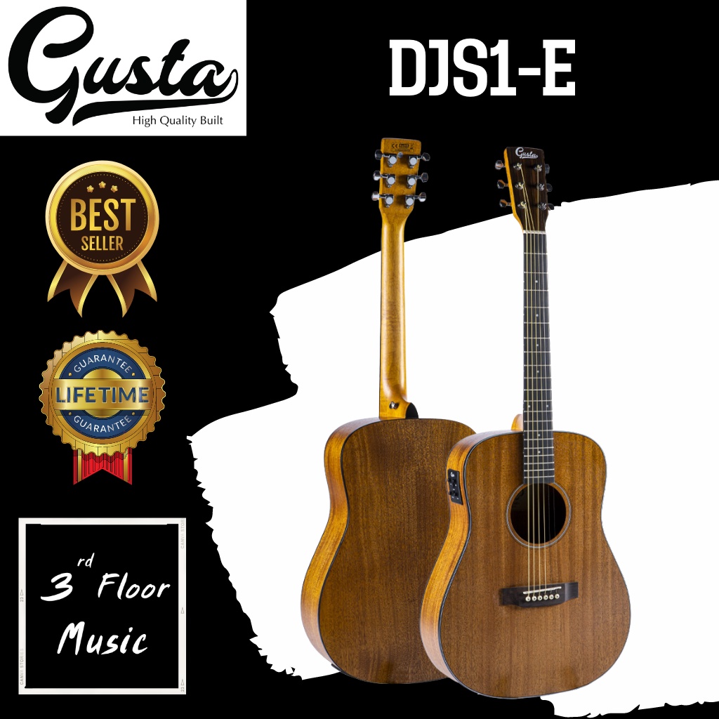 มีของแถมพิเศษ-gusta-djs1-e-กีต้าร์โปร่ง-โปร่งไฟฟ้า-acoustic-guitar-3rd-floor-music