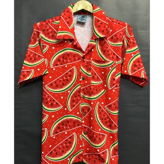 เสื้อฮาวายลายแตงโม ผ้าไหมอิตาลี H235