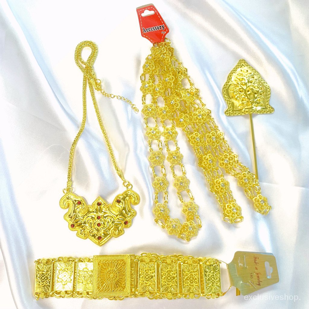 vintage-jewelry-ชุดไทยประยุกต์-เครื่องประดับชุดไทย-ราคาถูก-สร้อยคอสีทอง