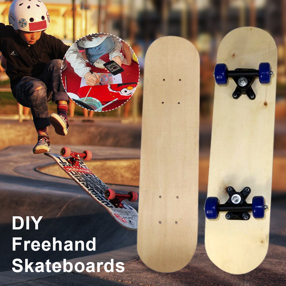 สเก็ตบอร์ดเปล่า-maple-wood-complete-skateboard-diy-freehand-skating-board