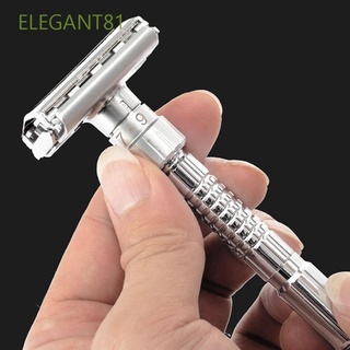 Elegant81 มีดโกนหนวดใบมีดโลหะผสมสังกะสีแบบปรับได้คุณภาพสูงสําหรับผู้ชาย