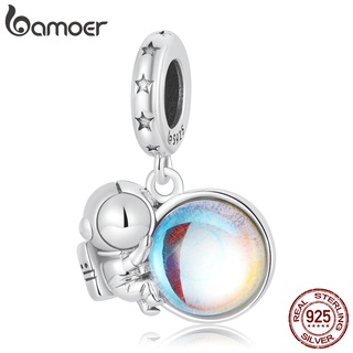 Bamoer 925 Silver Beads Lunar astronaut style fashion charm for diy bracelet accessories BSC581