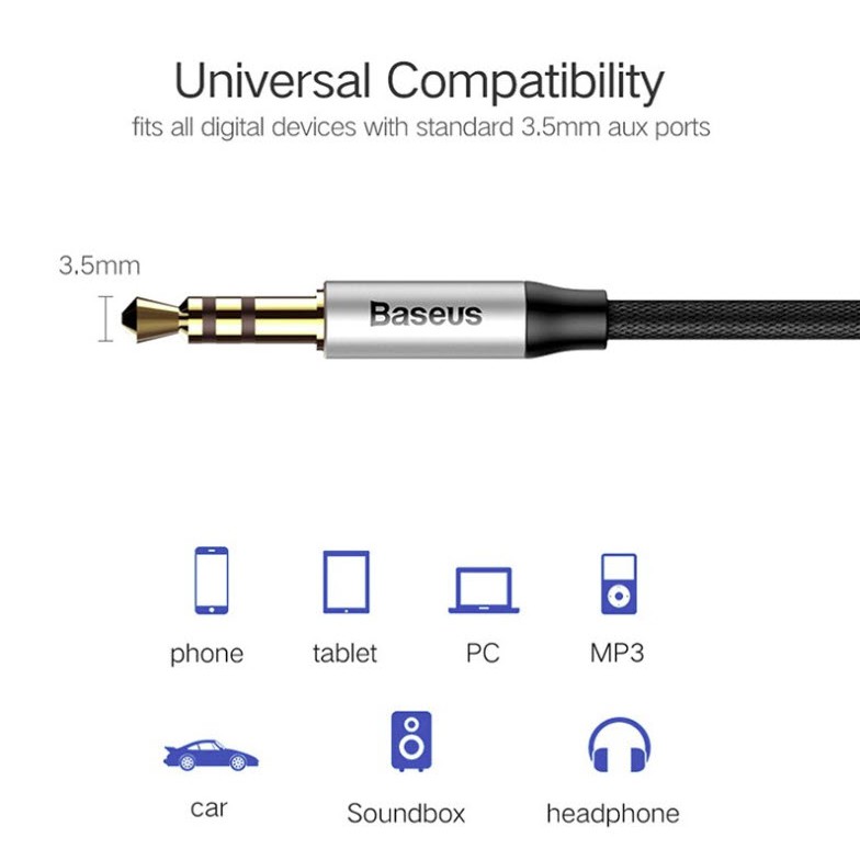 ภาพหน้าปกสินค้าถูก/แท้ Baseus สายถัก AUX 3.5 mm สายสัญญาณเสียง แจ็คต่อฟังเพลง​ 3.5 มม. จากร้าน morecheapaccessory บน Shopee