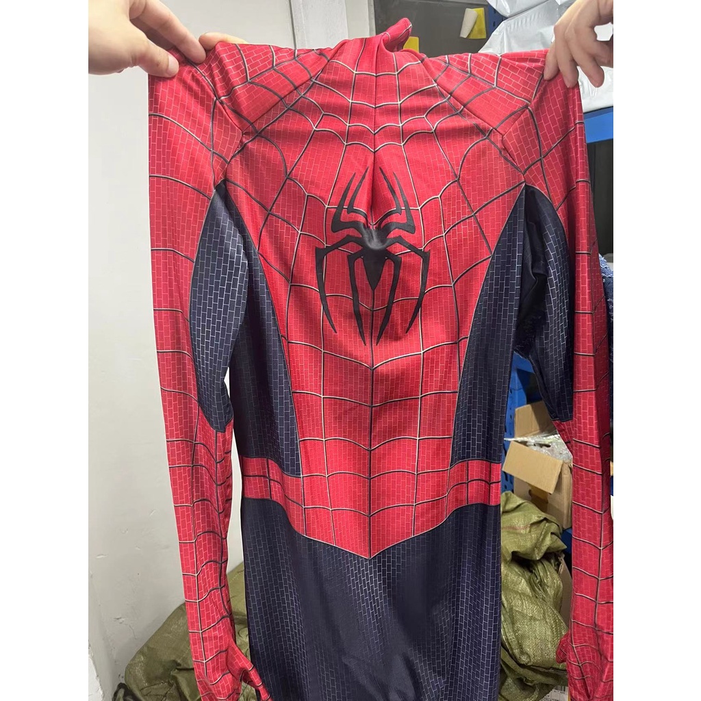 ชุดบอดี้สูทคอสเพลย์-spider-man-3d-พิมพ์ลายสไปเดอร์แมน-สีแดง-สีฟ้า