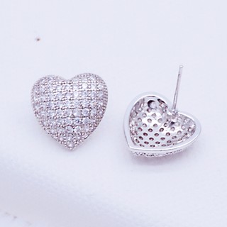 Miss Earring ต่างหูเพชรกลม Round cut ทรงหัวใจ เงินแท้ 925 ไม่แพ้ไม่คัน พร้อมส่ง