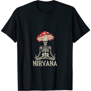 คอลูกเรือเสื้อยืดคอกลมNirvana skeleton yogi เสื้อยืดคอกลม แขนสั้น ผ้าฝ้าย แฟชั่นฤดูร้อนผ้าฝ้ายแท้