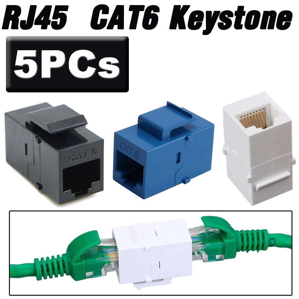 หัวต่อ-rj45-cat6-เมีย-เมีย-5-หัว-5pcs-rj45-connector-keystone-jack-cat6-extension-coupler-ethernet-network-lan-adapter