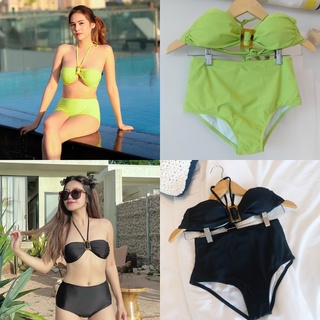 Bikini ชุดว่ายน้ำ ทูพีช รุ่น Anna Collection เกาะอกผูกหลัง สายคล้องคอ มี 2 สี เขียวมะนาว,ดำ