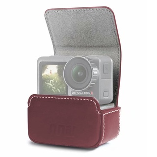 กระเป๋าหนังแบบพกพา Leather Mini Storage Bags Protative Case Cover Accessories for DJI Osmo Action สีน้ำตาล (2446)