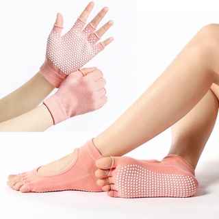 เกรดพรีเมี่ยม คุณภาพดีที่สุด🥇 ถุงเท้า ถุงมือโยคะ มีปุ่มกันลื่น yoga socks