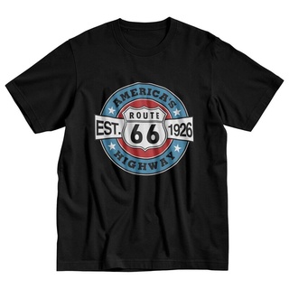 เสื้อยืดวินเทจเสื้อยืดแขนสั้นลําลอง คอกลม ผ้าฝ้ายแท้ พิมพ์ลายกราฟฟิค Historic Route 66 สไตล์วินเทจ สําหรับผู้ชาย