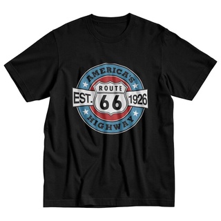 【100% cotton】เสื้อยืดแขนสั้นลําลอง คอกลม ผ้าฝ้ายแท้ พิมพ์ลายกราฟฟิค Historic Route 66 สไตล์วินเทจ สําหรับผู้ชาย