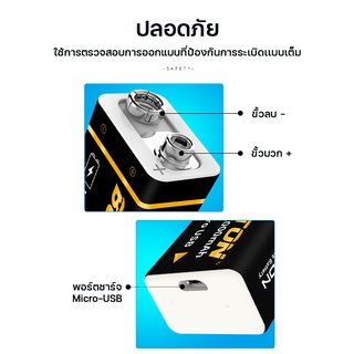 ภาพขนาดย่อของภาพหน้าปกสินค้าถ่านชาร์จ BESTON 9V แบตเตอรี่ชาร์จ 1000 mAh แถมสาย USB Micro คุณภาพสูง ราคาถูก Li-ion Battery 1 ก้อน จากร้าน jjbl_supershop บน Shopee ภาพที่ 6