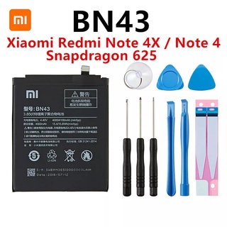 แบตเตอรี่ แท้ Xiaomi Redmi Note 4X / Note 4 BN43 4000mAh พร้อมชุดถอด+แผ่นกาว ประกัน 3 เดือน