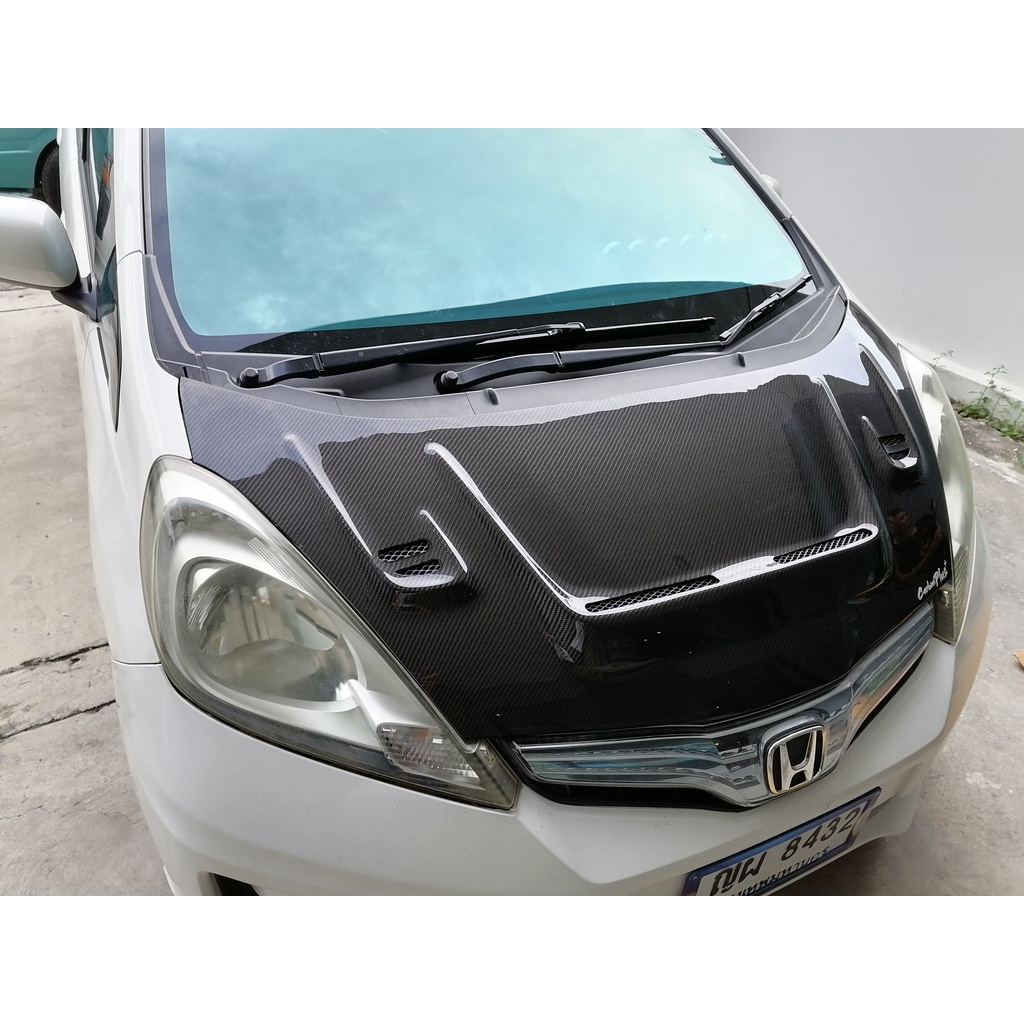 carbon-plus-ฝากระโปรงคาร์บอน-ไฟเบอร์-คาร์บอน-เคฟล่า-honda-jazz-ge-ลายสอง