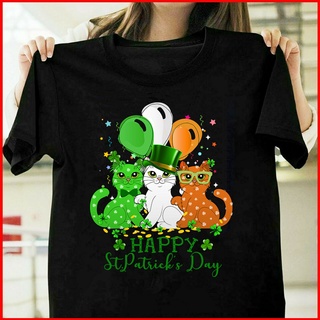 เสื้อยืด พิมพ์ลายแมวน่ารัก สามตัว Happy St Patricks Day สําหรับแม่ และแมว สินค้าขายดีS-5XL