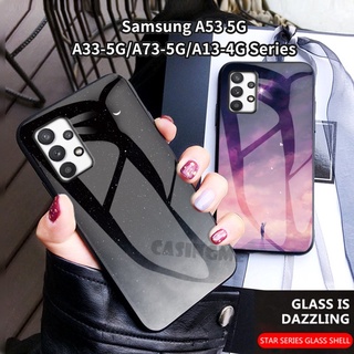 เคสโทรศัพท์มือถือกระจกนิรภัย แบบแข็ง ป้องกันกล้อง กันกระแทก สําหรับ Samsung Galaxy A53 5G A13 4G A33 A73 A23 M52 M32 4G 5G