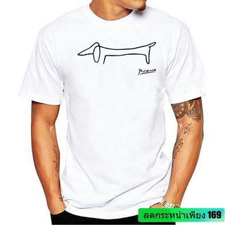 เสื้อยืดลําลอง สําหรับผู้ชาย แขนสั้น คอกลม พิมพ์ลาย Pablo Picasso Dachshund Dog (Lump) SDF78859