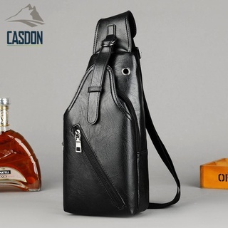 CASDON-กระเป๋าคาดอก กระเป๋าสะพายข้างผู้ชาย หนังพียู รุ่น QX-C003 เรียบหรูดูดี พร้อมส่งจากไทย
