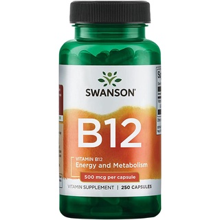 ภาพหน้าปกสินค้าSwanson Vitamin B12 500 mcg. ขนาด 30, 100 และ 250 capsules วิตามินบี 12 บำรุงเลือด บำรุงระบบประสาท ที่เกี่ยวข้อง