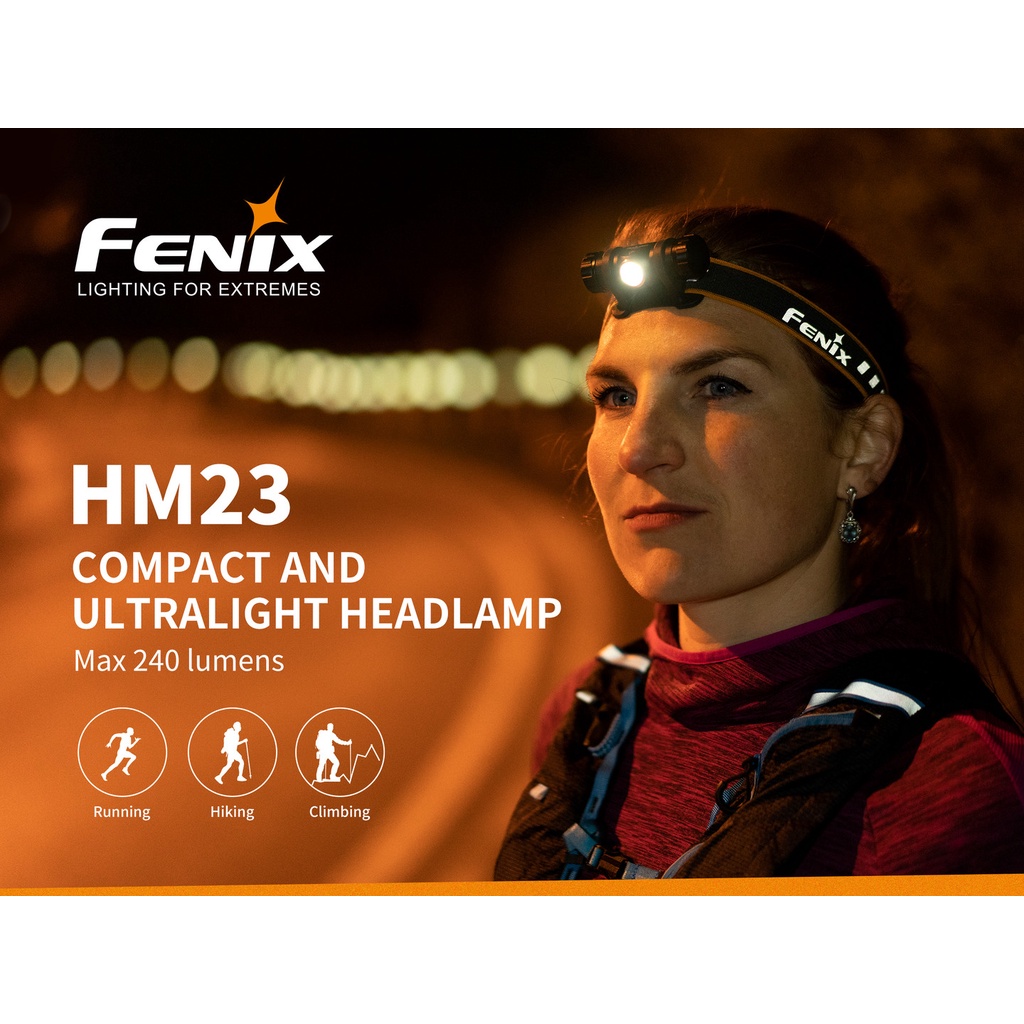ภาพหน้าปกสินค้าไฟฉายคาดหัว Fenix HM23 COMPACT AND ULTRALIGHT HEADLAMP ความสว่าง 240lm ใช้ AA (alkaline/ Ni-MH) : สินค้ารับประกัน 3 ปี