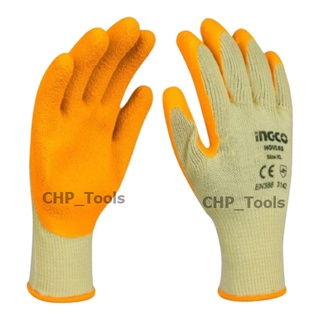 INGCO ถุงมือผ้า เคลือบยางโพลีเอสเตอร์ Size XL ( Latex Coated Gloves ) HGVL03