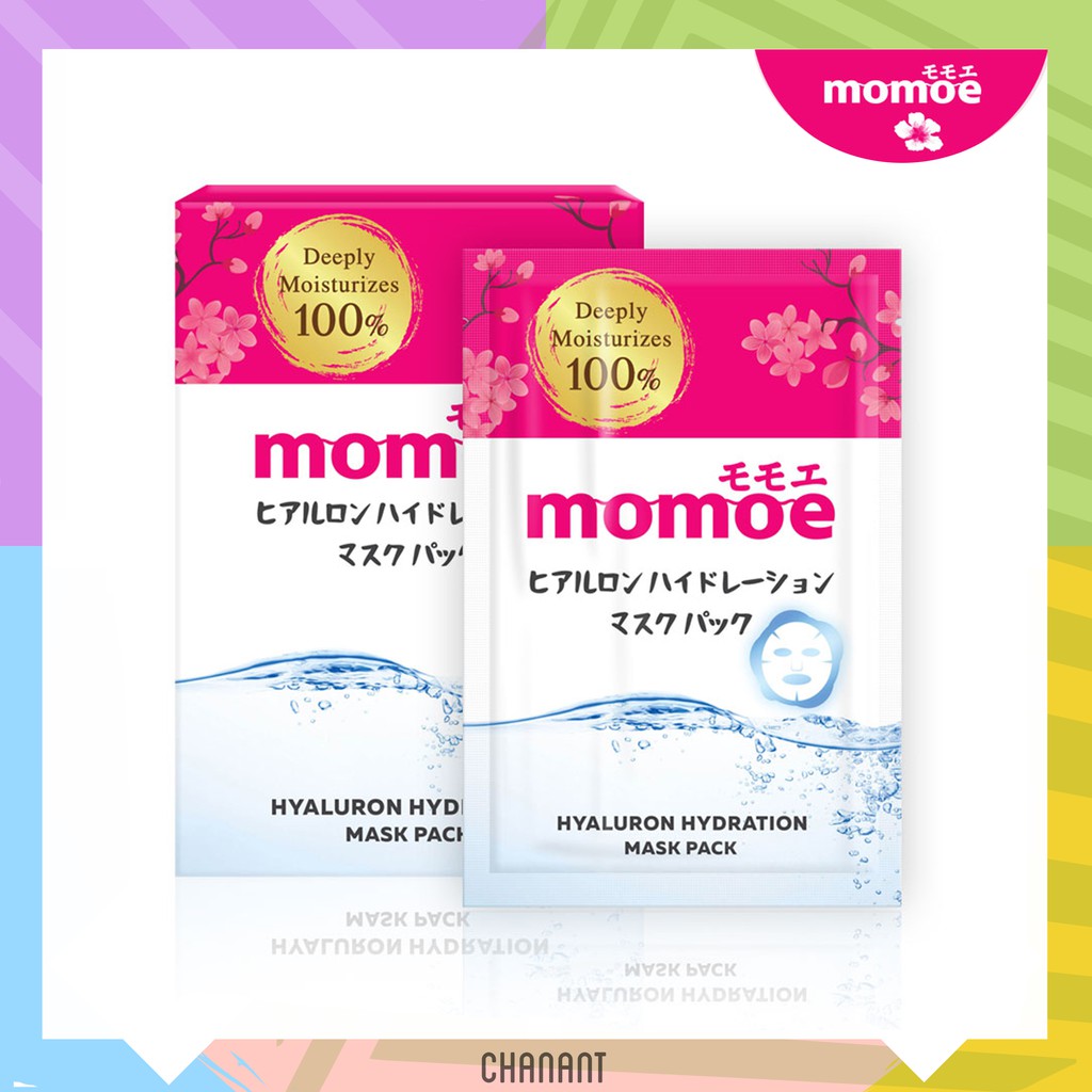 แผ่นมาส์ก-ฉ่ำน้ำ-ชุ่มชื้น-แต่งหน้าติดง่าย-momoe-hyaluron-hydration-mask-pack-โมโมเอะ-ไฮยาลูรอน-ไฮเดรชัน-มาส์ก-แพค