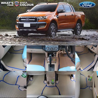 พรมปูพื้นรถยนต์ พรมกระดุม รถ FORD RANGER 4 DOOR ปี 2012-2022 ชุดภายในห้องโดยสาร จำนวน 12 ชิ้น