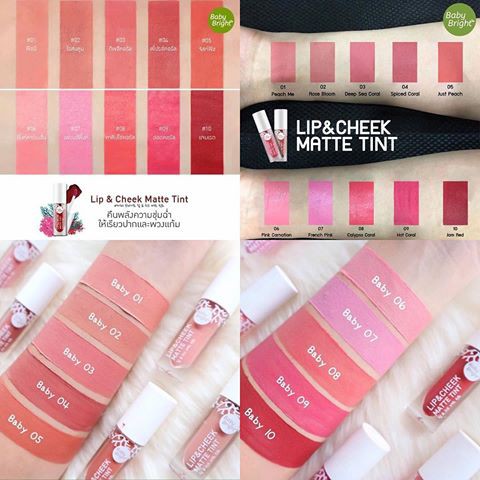 ลิปเบบี้ไบร์ท-20-สีlip-amp-cheek-matte-tint-2-4g-baby-bright-ทินท์เนื้อแมทท์-คืนพลังความชุ่มฉ่ำให้เรียวปากและพวงแก้ม