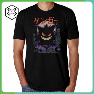 เสื้อยืดขายดีที่สุด ผู้ชายเสื้อยืดเสื้อยืดผ้าฝ้ายพิมพ์ลาย Gengar Kaiju สไตล์ญี่ปุ่นสําหรับผู้ชาย