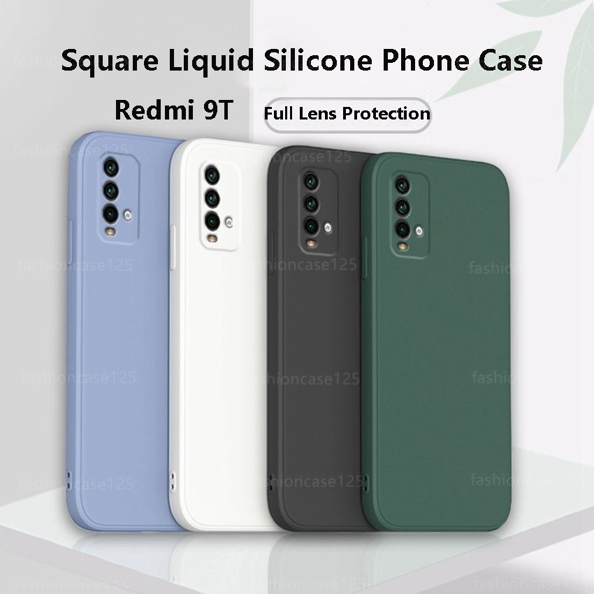 เคสโทรศัพท์กันกระแทกซิลิโคนxiaomi-redmi-9t-original-square-liquid-silicone-phone-case-for-solid-color-soft-cover-on-for-redmi-9t-straight-edge-liquid-silicone-mobile-phone-case