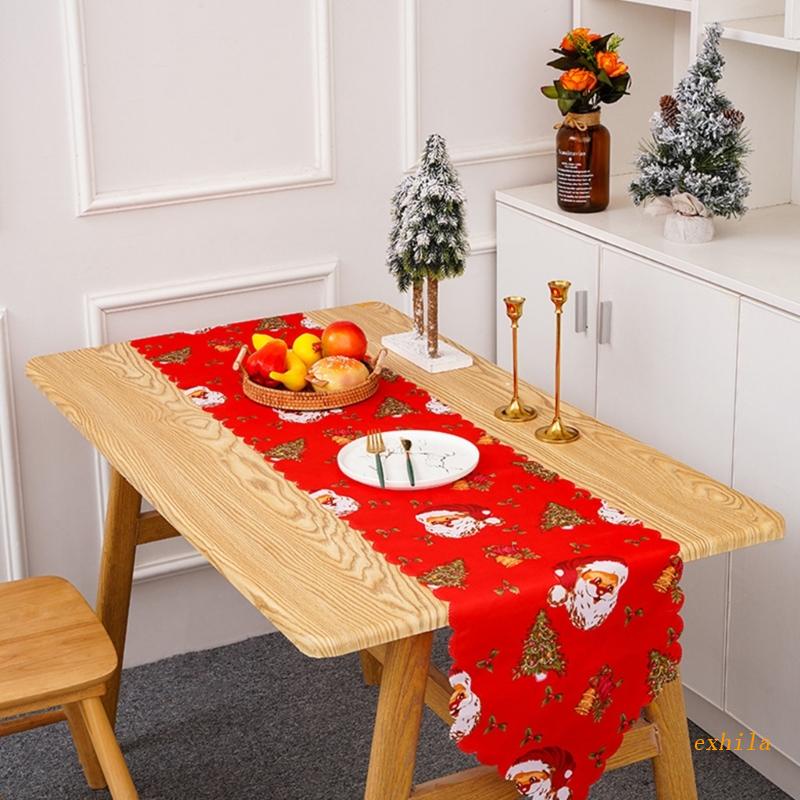 exhila-ผ้าปูโต๊ะ-ลายเกล็ดหิมะ-สําหรับตกแต่งบ้าน-โต๊ะทานอาหาร-คริสต์มาส-ในร่ม-กลางแจ้ง