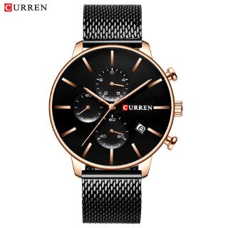 CURREN Mesh Strap Stainless Steel Quartz Watches Men Fashion Casual Male Clock Chronograph and Auto Date Wristwatch Homb