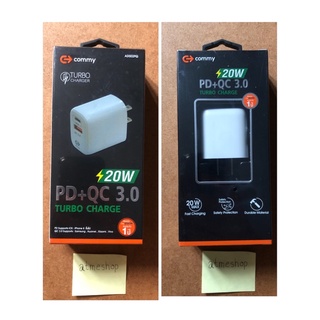 Commy หัวชาร์จ PD20W &amp; QC 3.0 รุ่น AD002PQ Adapter  อแดปเตอร์ชาร์จเร็ว 2 ช่อง