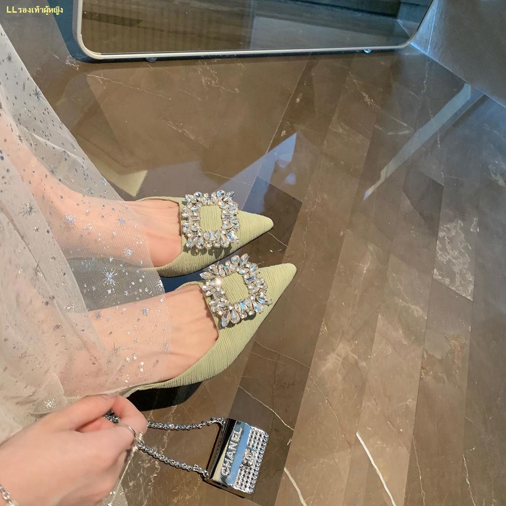 ขายร้อน-2022-ใหม่-rhinestone-หัวเข็มขัดสแควร์-pointed-toe-back-รองเท้าส้นสูงที่ว่างเปล่ารองเท้าแตะผู้หญิง-stiletto-รอ