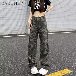 DaDuHey💕 INS Retro Hip Hop Casual Pants Loose Straight High Street Hot Girl Design Sense Jeans Overalls