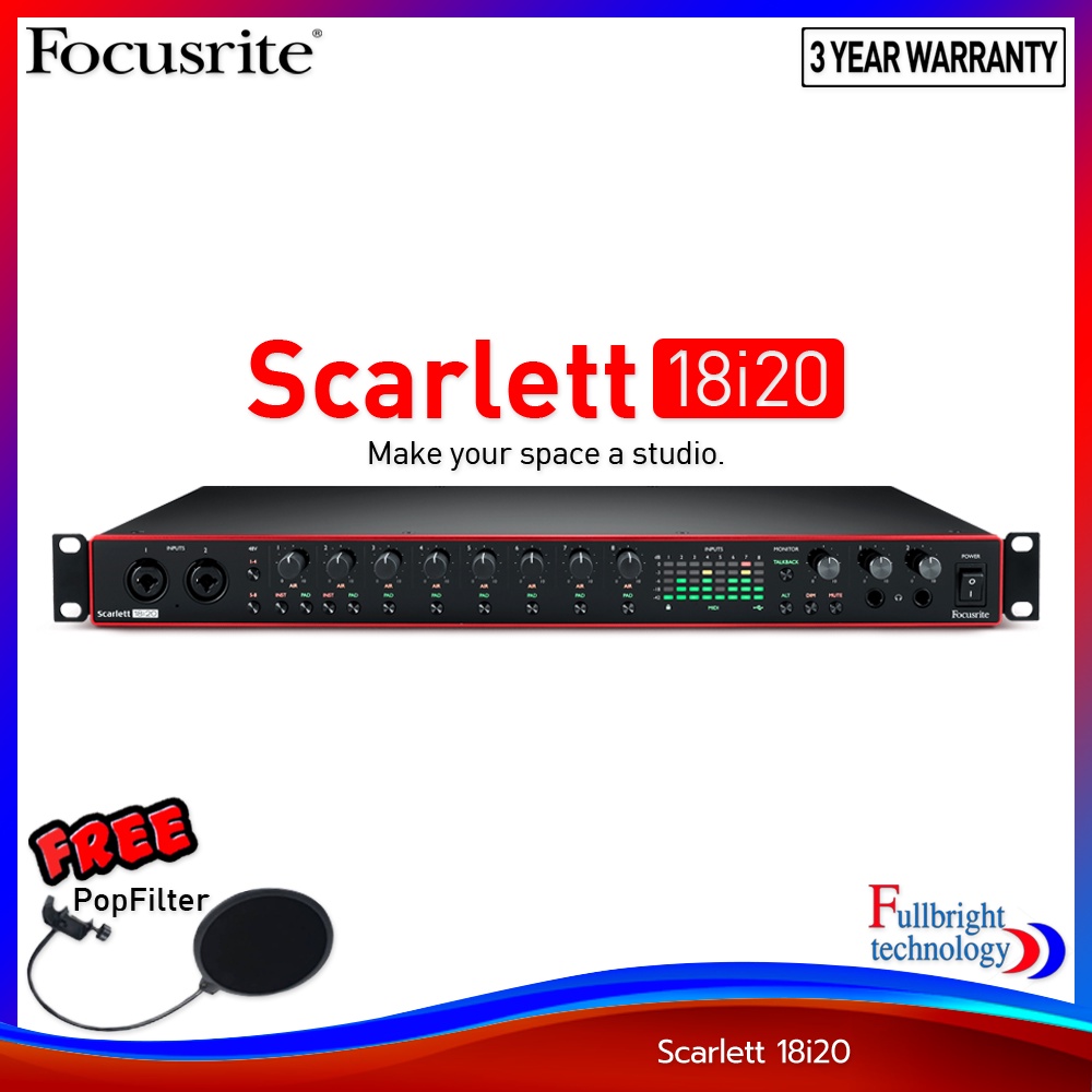 Focusrite Scarlett 18i20 (Gen3) USB Audio Interface ออดิโอ