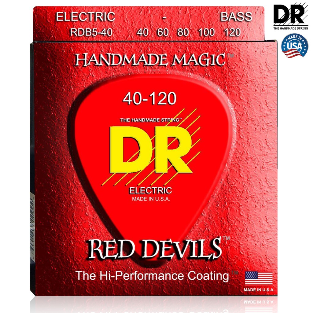 DR Strings RDB5-40 Red Devils สายกีตาร์เบส 5 สาย แบบเคลือบ, Light 40/ ...