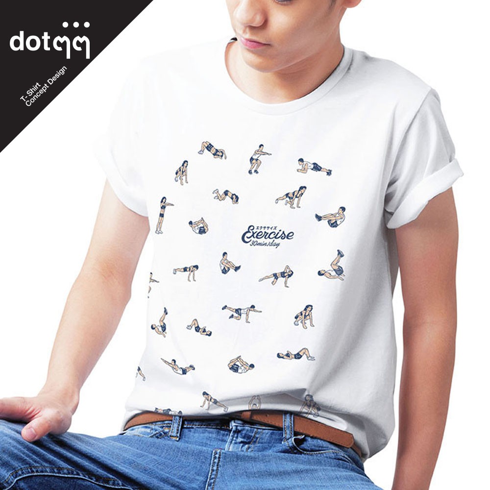 dotdotdot-เสื้อยืดผู้ชาย-รุ่น-concept-design-ลาย-exercise-white