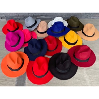 ภาพขนาดย่อของภาพหน้าปกสินค้าหมวกปานาผ้าสักหลาด cotton ทรงสวย จากร้าน pizzcha_shop บน Shopee