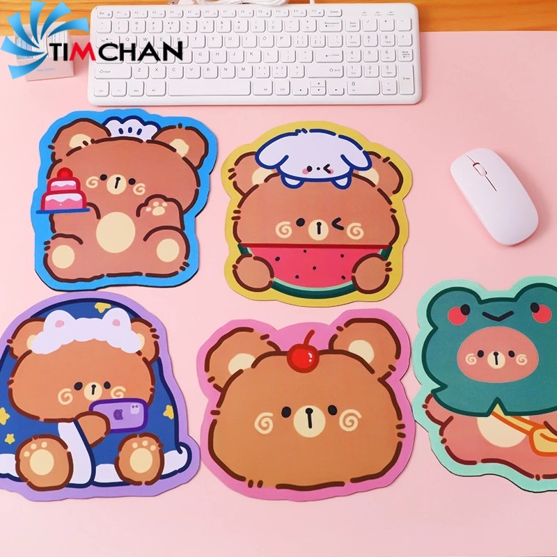 Cartoon Bear Pattern Computer Mouse Pad / Rubber Non-slip Mice Mat ...